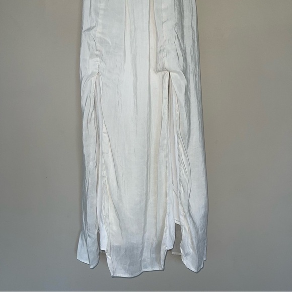 Allsaints Lary Dress 2 Ivory Linen & Silk Blend Midi Length Off The Shoulder - Picture 8 of 13